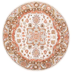 Trace Ivory/Red 6 ft. x 6 ft. Persian Round Area Rug