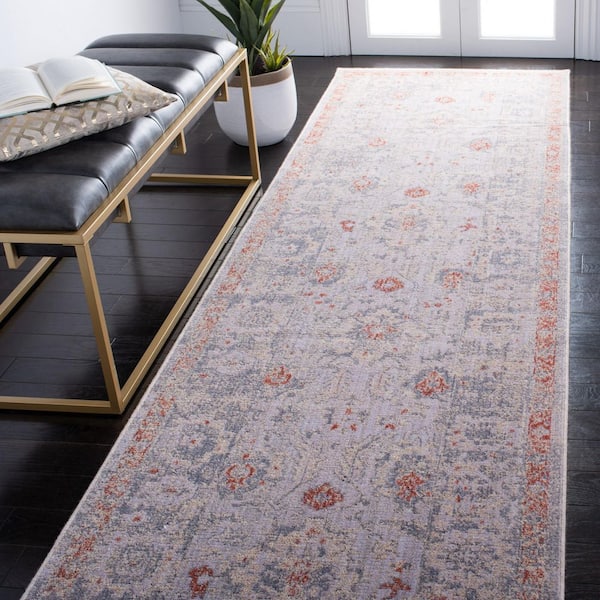 Hellenic 3 ft. x 13 ft. Ivory/Rust Distressed Oriental Runner Rug