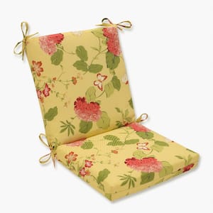 Bright Floral Outdoor/Indoor 18 in. W x 3 in. H Deep Seat, 1-Piece Chair Cushion and Square Corners in Gold/Red Risa