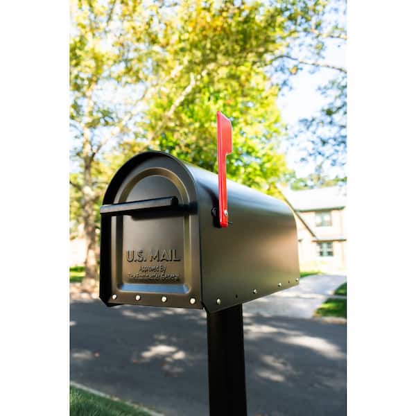 Sequoia Black, Large, Steel, Heavy Duty Post Mount Mailbox