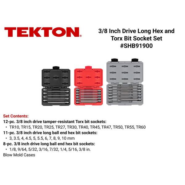 3/8 in. Drive Long Hex and Torx Bit Socket Set (1/8-3/8 in., 3-10 mm, T10-T60) (31-Piece)