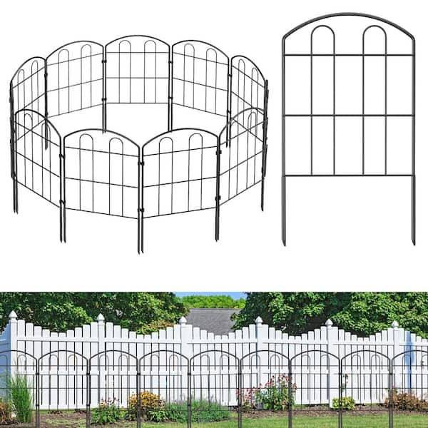 Runesay 24 in. Metal Garden Fence Outdoor Decorative Garden Fence, Animal Barrie 10-Pieces