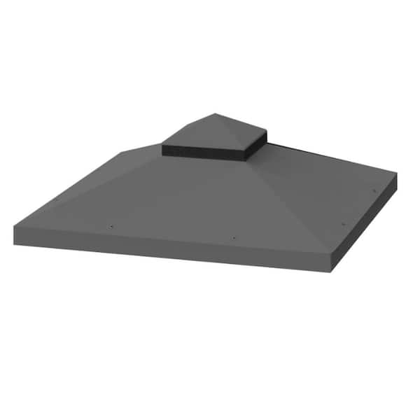 Zeus & Ruta 10 ft x 10 ft Gray Gazebo Replacement Canopy; Double Tiered Gazebo Tent Roof Top Cover Only