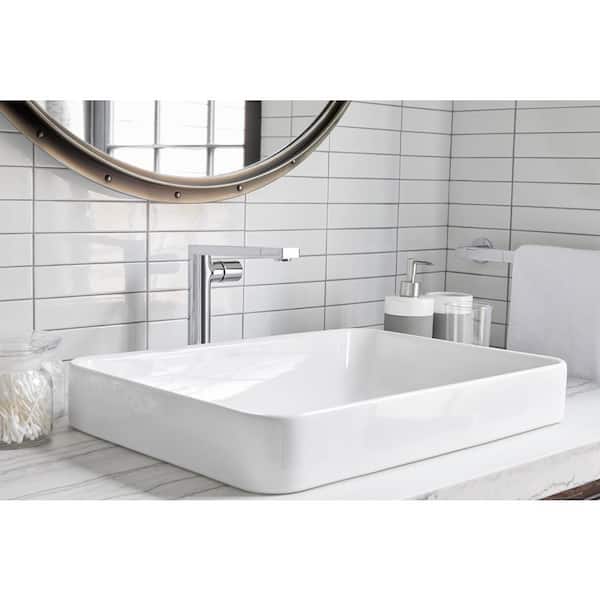 KOHLER Vox Rectangle Vitreous China Vessel Sink in White with Overflow Drain KOHLER Vox Rectangle Vitreous China Vessel Sink in White with Overflow Drain