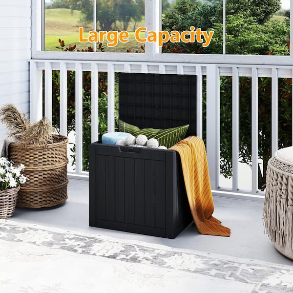 Decksplore 30 Gal. Black Resin Storage Deck Box for Outdoor Indoor