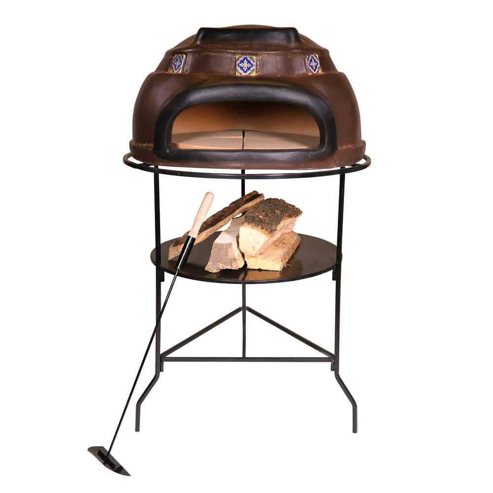 Ravenna Pottery 22 in. Clay Brick Style Round Smooth Wood Burning Outdoor  Pizza Oven in Yellow WRPO-003 - The Home Depot