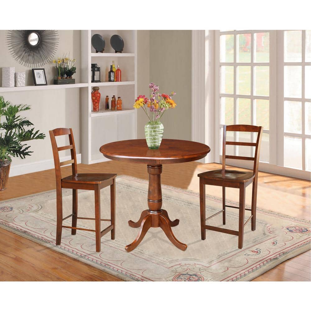 Espresso Medium Wood Round Extendable Counter Height Table