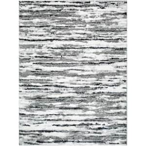 Portofino White/Medium Gray Striped 5 ft. x 7 ft. Indoor Area Rug