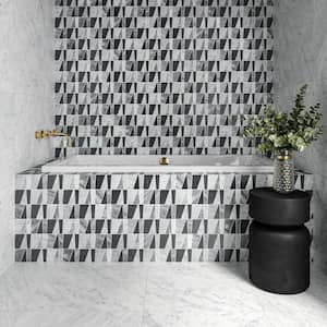 Modni Triangular 11 in. x 12 in. Honed Cool Blend Marble Mosaic Tile (10.3 sq. ft./Case)
