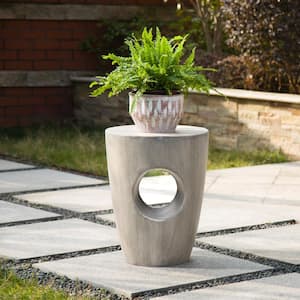 18 in. H Multi-Functional MGO Faux Concrete Garden Stool or Planter Stand or Accent Table