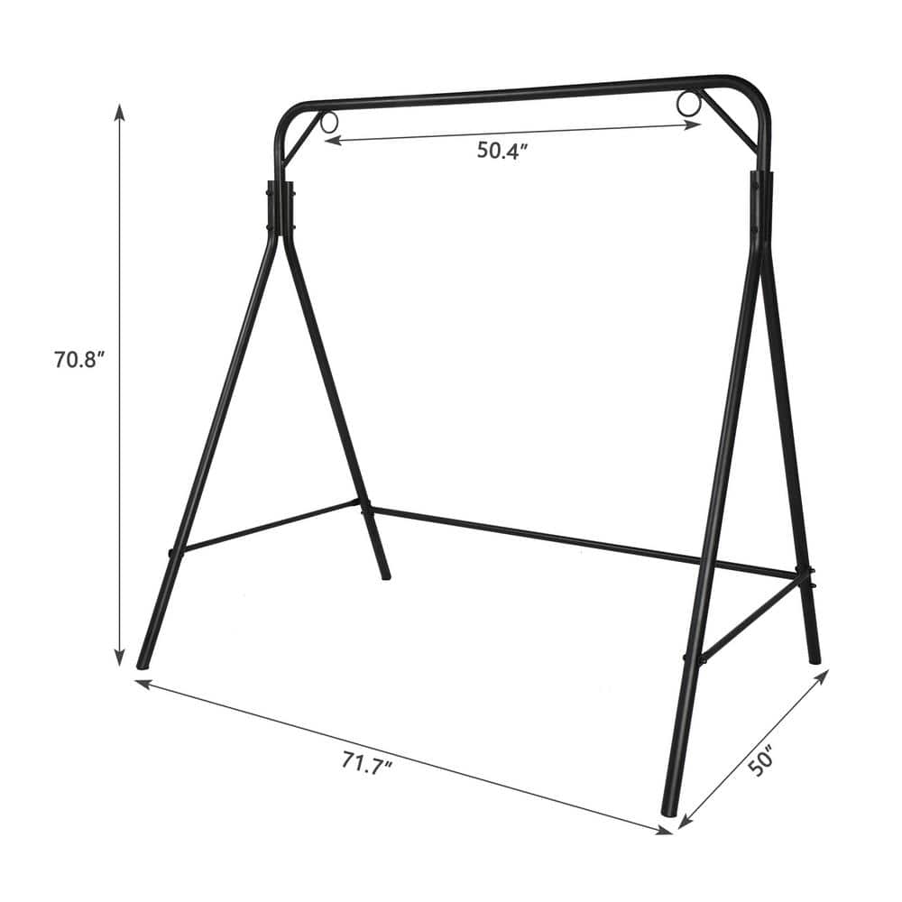 Black Powder-Coated Metal Outdoor Swing Stand Frame