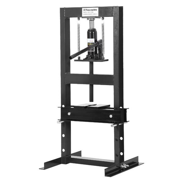 6 Ton Black H-Frame Hydraulic Shop Press Adjustable Floor, Benchtop Design, Safety Relief Valve, Press Plates