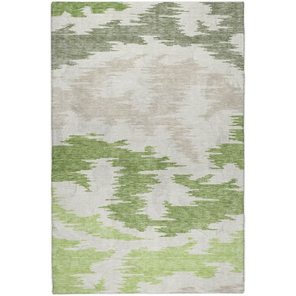 Dream Shag Premium Machine Washable Abstract ADS746 Green 9 ft. x 12 ft. Area Rug