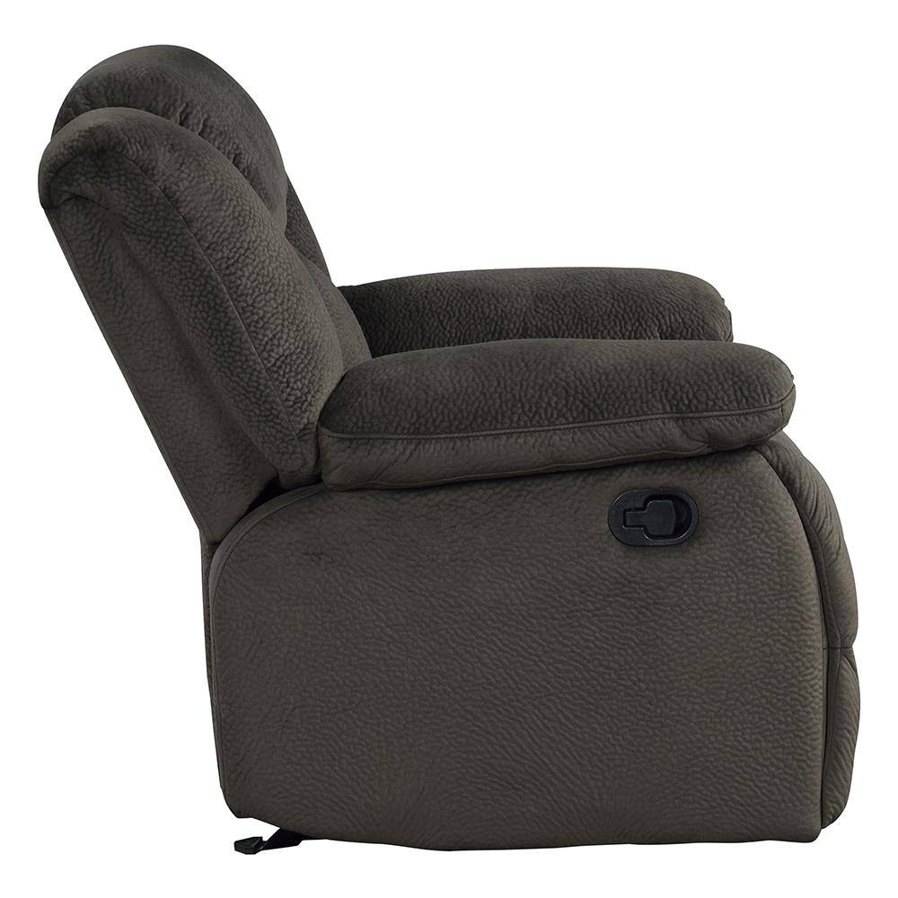 Contemporary Chocolate Microfiber Glider Recliner with Manufactured Wood