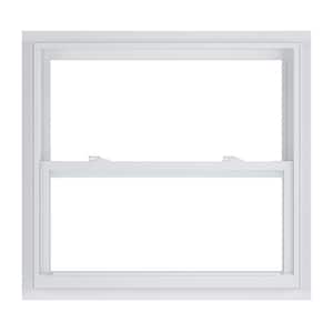 35.375 in. x 35.25 in. 50 Series Low-E Argon Glass Single Hung White Vinyl Fin Window, Screen Incl