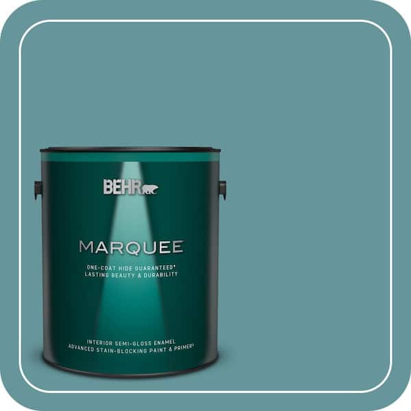 BEHR MARQUEE 1 gal. #MQ6-33 Vintage Teal One-Coat Hide Semi-Gloss Enamel Interior Paint & Primer
