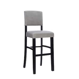 Mary 30 in. Gray Cushioned Back Wood Bar Stool with Faux Leather Seat