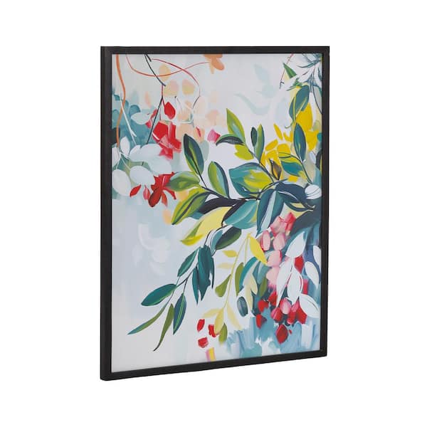 Kate and Laurel Gallery Jewel Tone Botanical Abstract by the Creative Bunch Studio Black Framed Art Print 16 in. x 20 in.