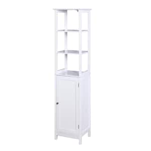 12.6 in. W x 15.75 in. D x 63 in. H White Wood Freestanding Linen Cabinet with Door in White