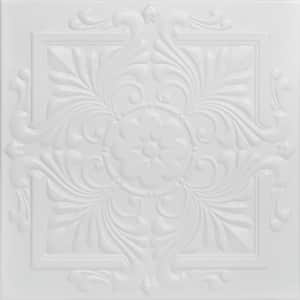 Victorian White Heron 1.6 ft. x 1.6 ft. Decorative Foam Glue Up Ceiling Tile (21.6 sq. ft./case)