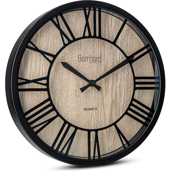 12 Inch Black Wall Clock Silent Non Ticking Battery Powered NYBBGRXK41 -  The Home Depot