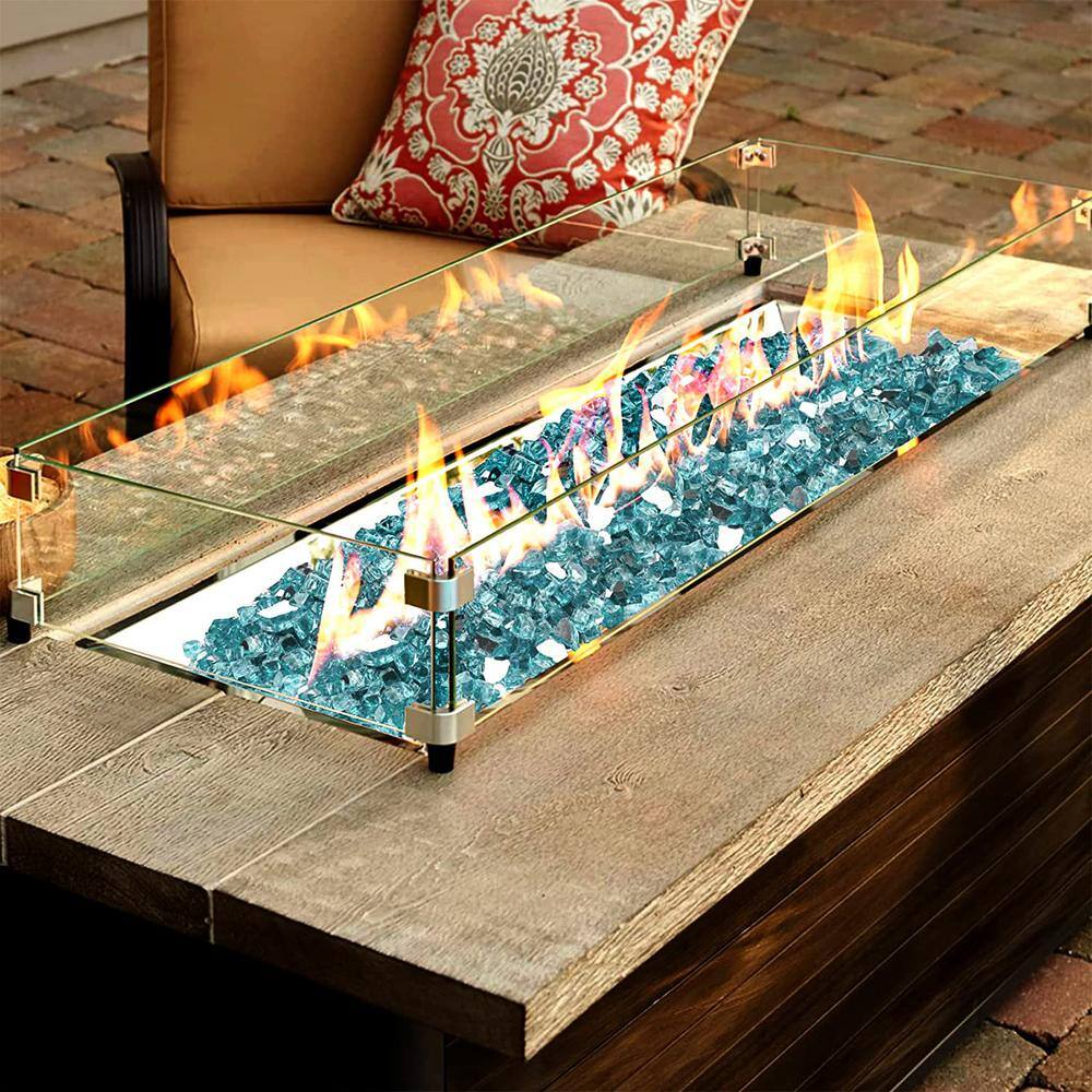 Aqua Blue Reflective Fire Glass Rocks, 10 lb, 1/4 Inch