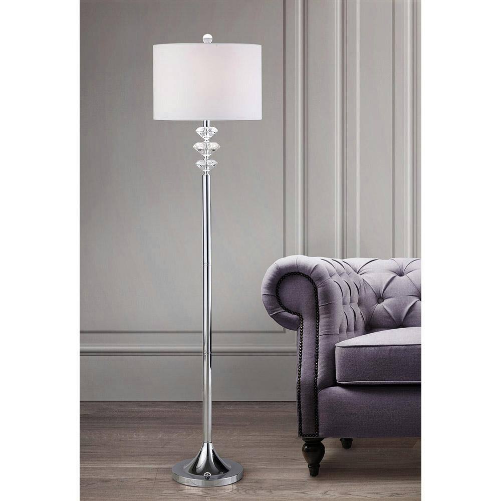 Brillante Diamond Cut Crystal Chrome Floor Lamp 61"H