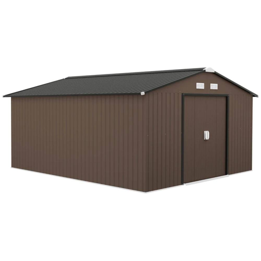 12.3 ft. x 10.9 ft. Brown Durable Outdoor Shed, Tools Storage Shed with Spacious Storage Space for Garden, Backyard price history on PriceWatchPro
