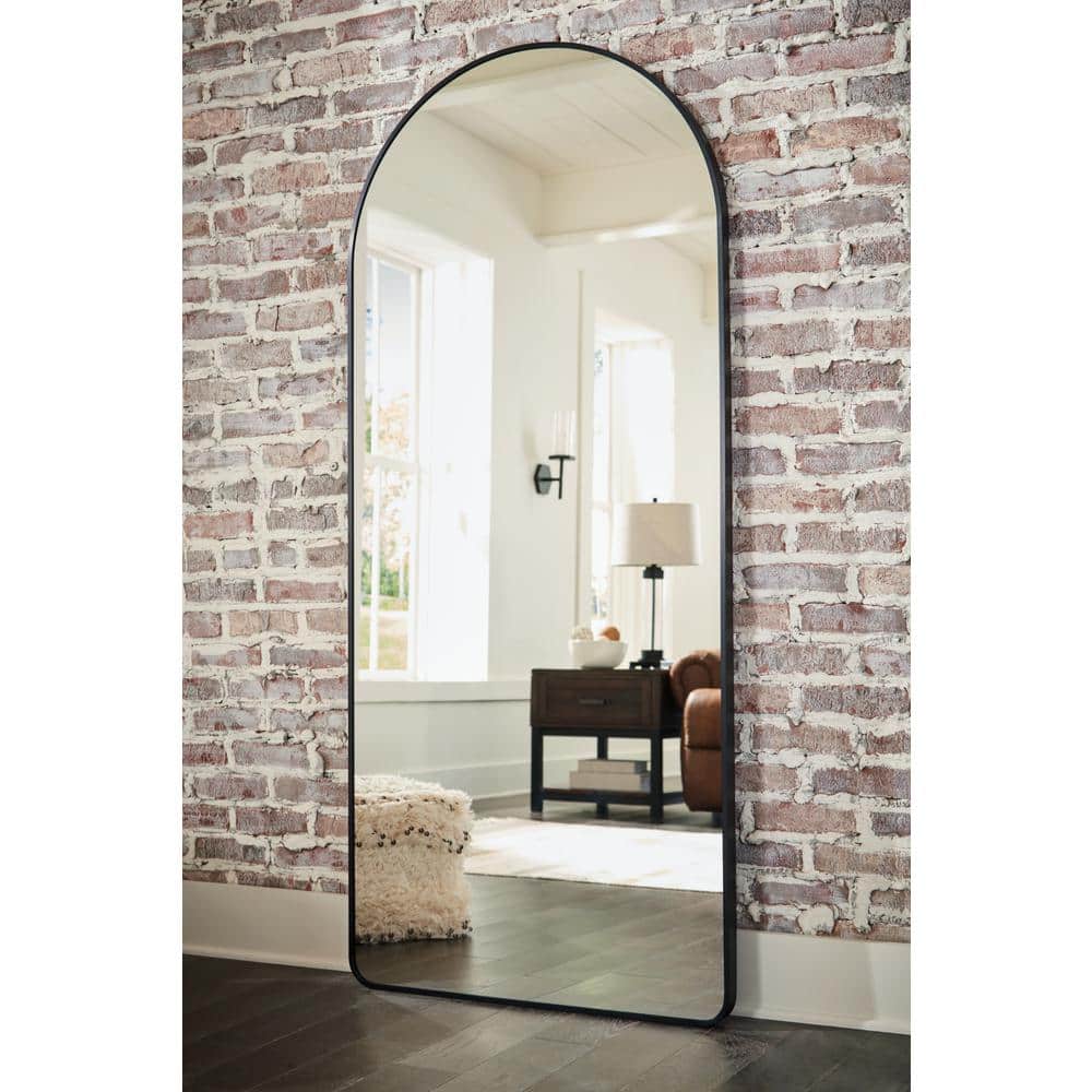 Black Metal Rectangular Transitional Floor Mirror