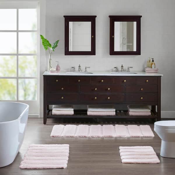 Tufted Pearl Channel 17 in. x 24 in. Blush Polyester Rectangle Bath Rug