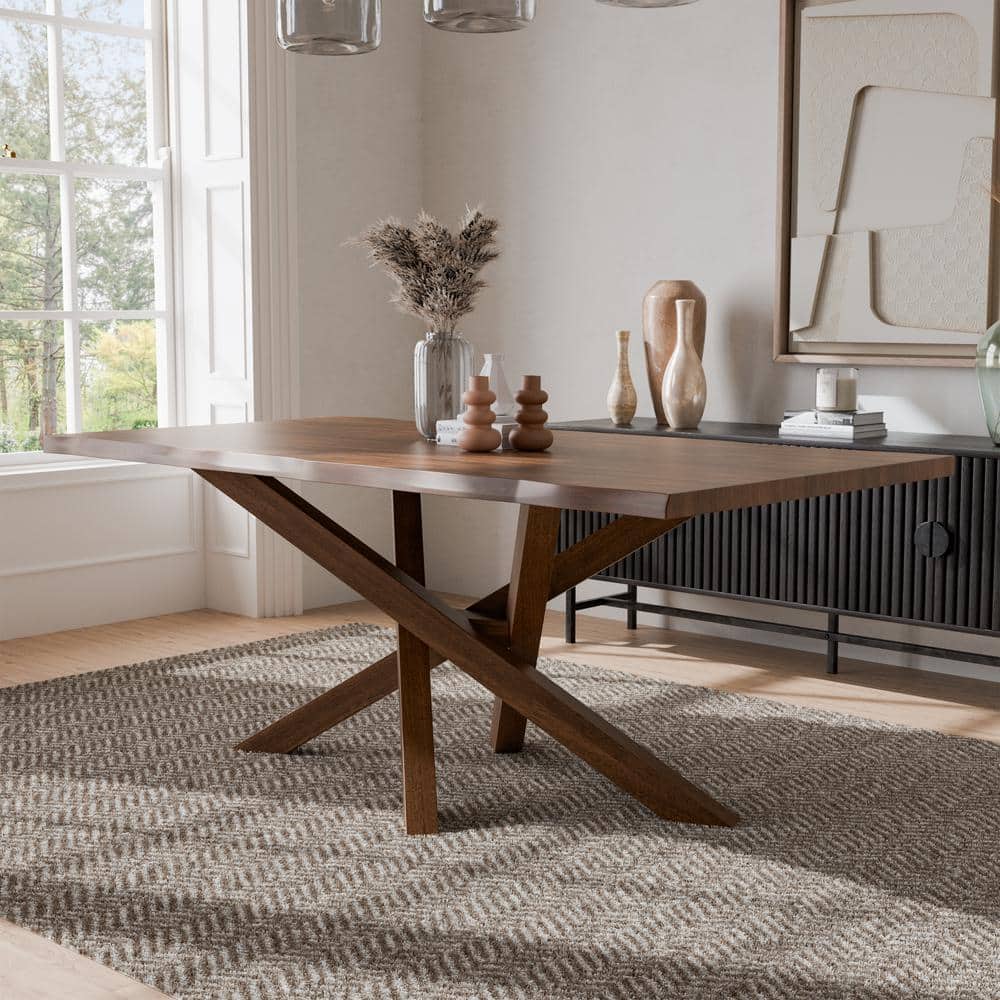 Furniture of America Shelun II Rich Walnut Wood 71 in. Pedestal Base ...
