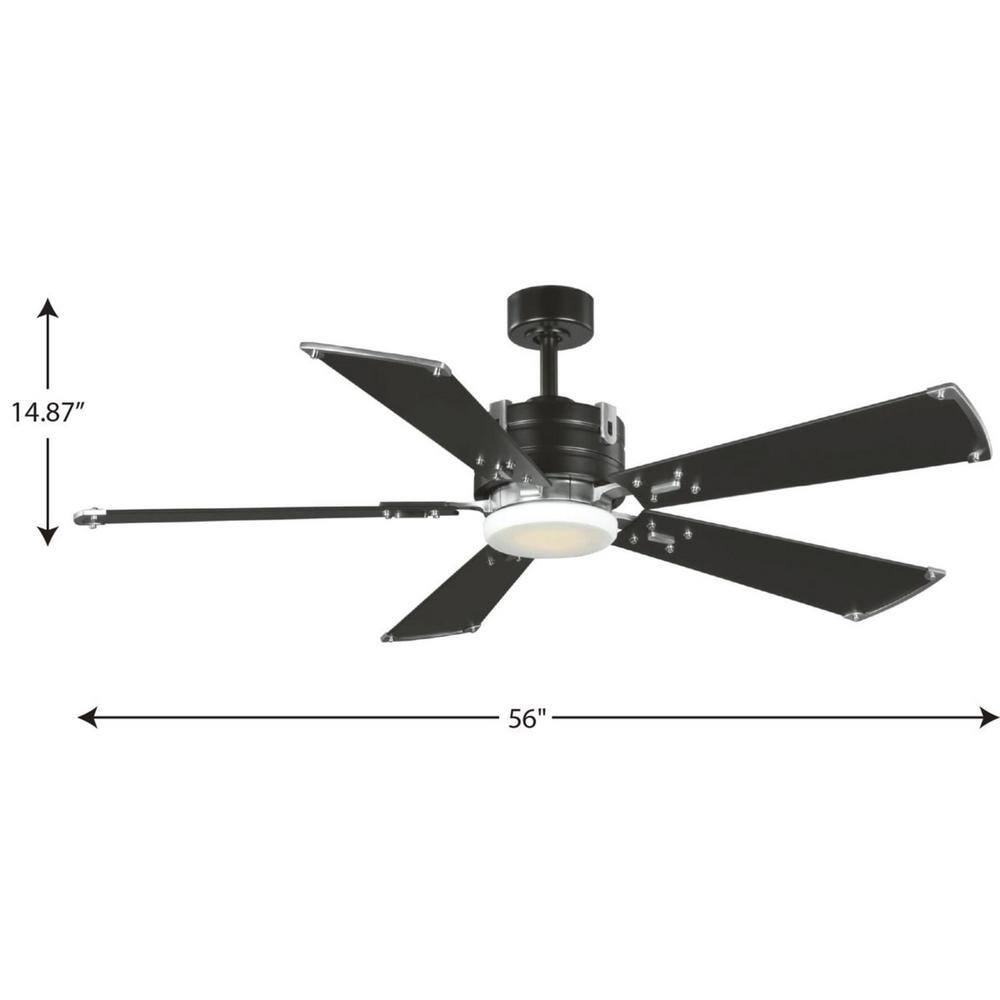 56'' Matte Black Ceiling Fan with LED Light and Remote