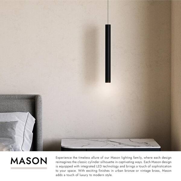 KUZCO Mason 14 in. 1 Light Urban Bronze Integrated LED Pendant