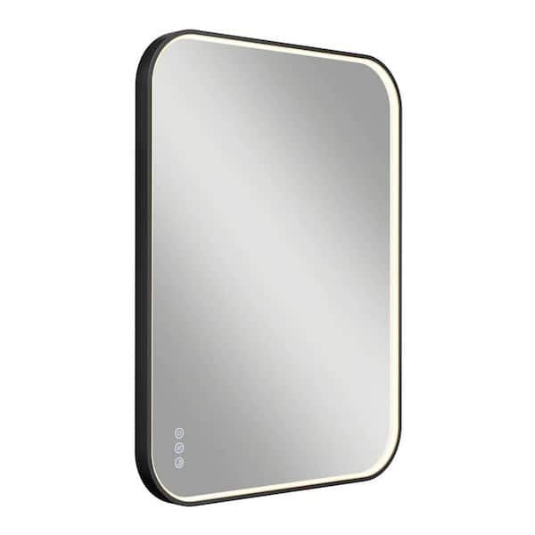 Royce 24 in. W x 31.8 in. H Rectangular 3CCT LED Integrated Defog Function Bathroom Vanity Mirror with Black Frame