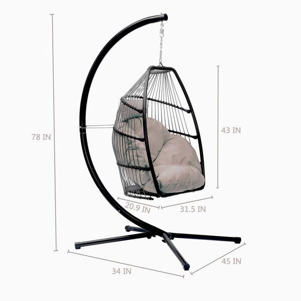 Patio Wicker Folding Hanging Chair Rattan Swing Hammock Egg Chair With C  Type Bracket With Cushion And Pillow For Indoor Outdoor US A04 A27 From  Fzctm0, $255.03