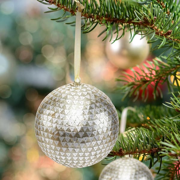 Christmas Tree Decorations Xmas Tree Baubles Glitter Gloss & Matt 6 x 100mm Star 