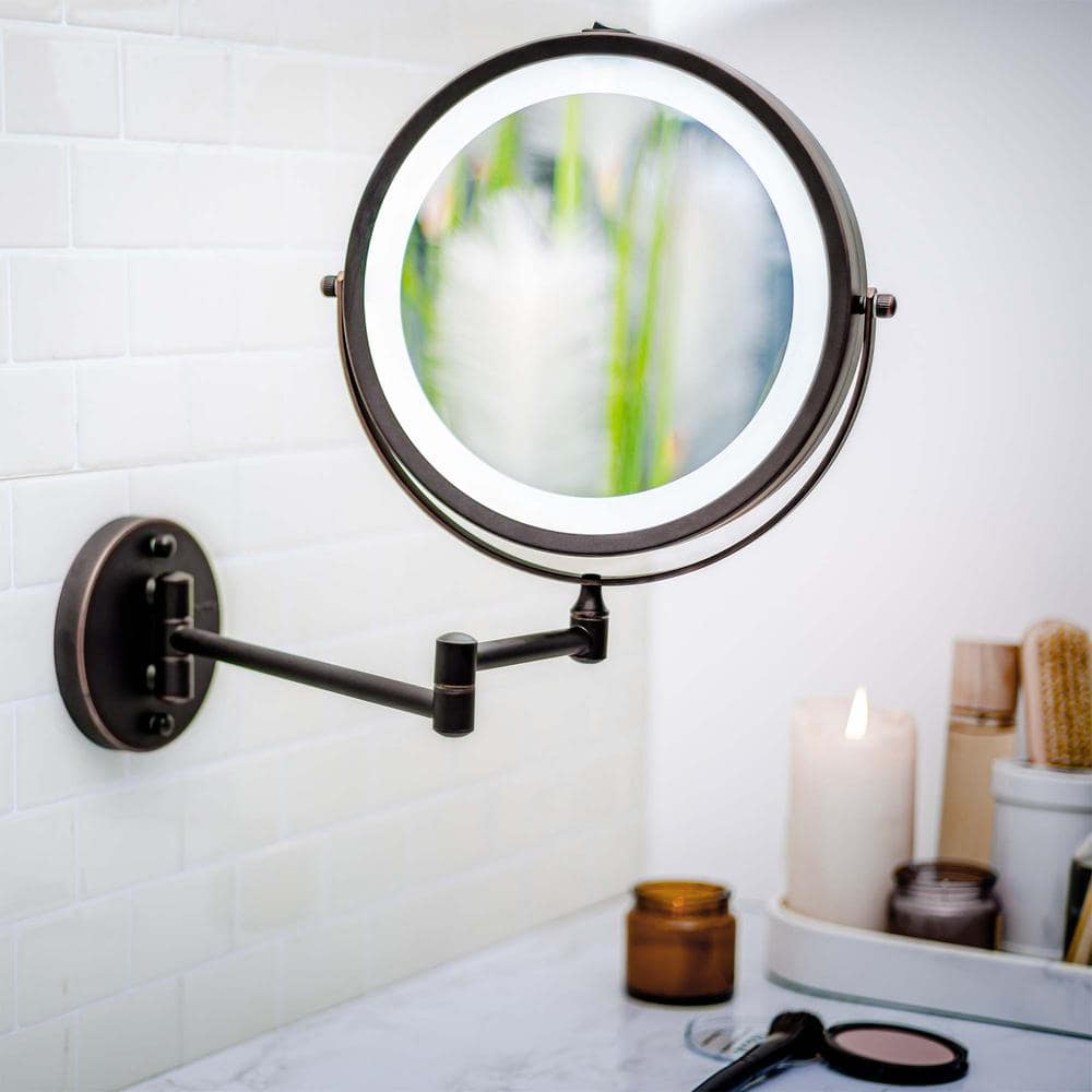 Antique Bronze 8.5" LED Wall Mounted Magnifying Mirror