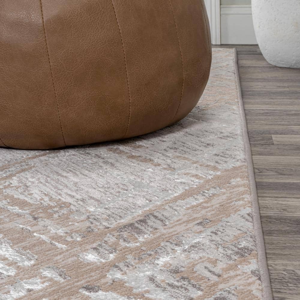 Beige and Gray Abstract Flat Woven Rectangular Area Rug