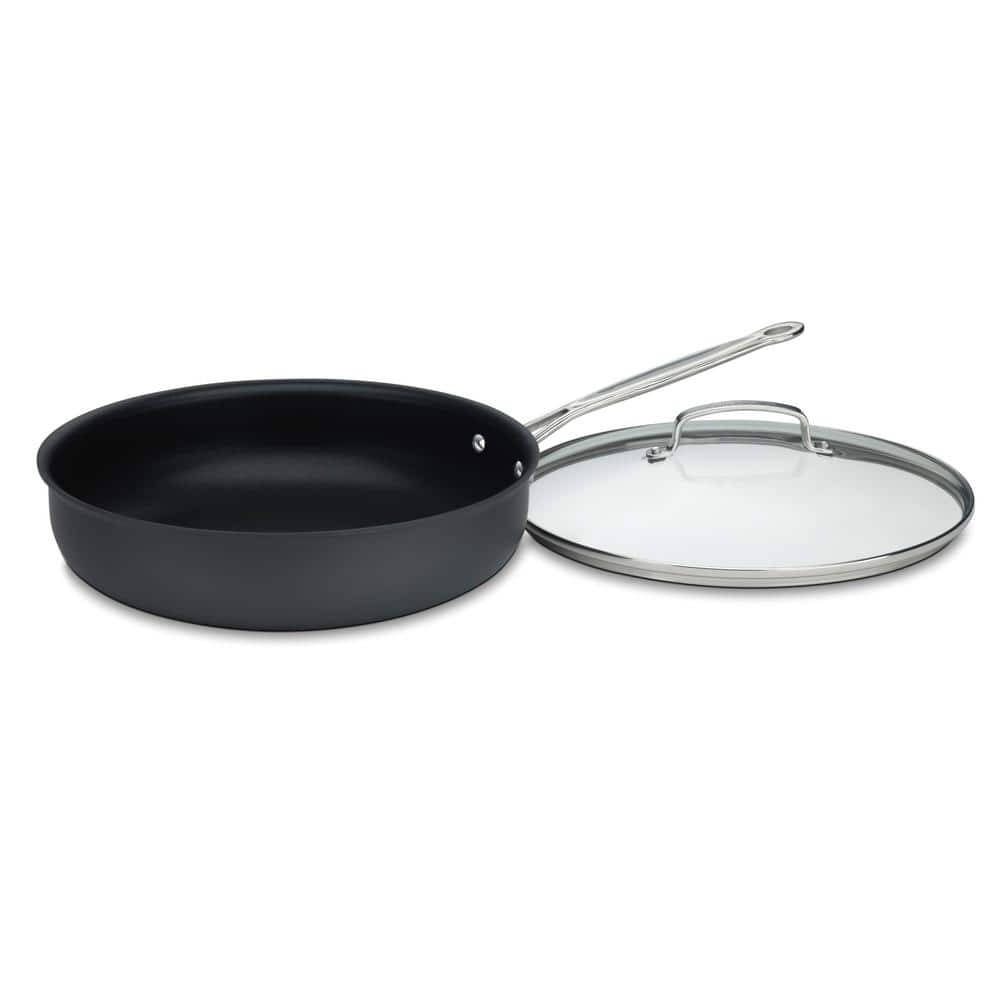 Cuisinart Chef's Classic 12 in. Hard-Anodized Aluminum Nonstick Deep Frying  Pan in Black with Glass Lid 62230DF - The Home Depot