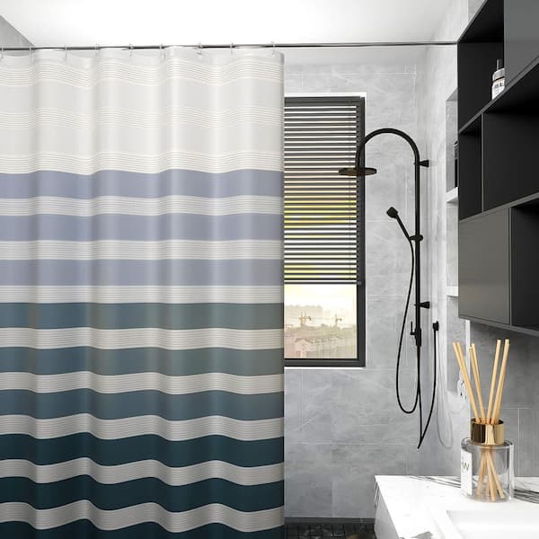Shower Curtain for Bathroom Stripe Bathroom Curtain Liners Polyester 71 X 71 in. Water Repellent, Blue