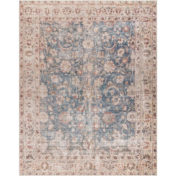 Livabliss Marlene Blue/Tan 9 ft. x 12 ft. Medallion Indoor Area Rug