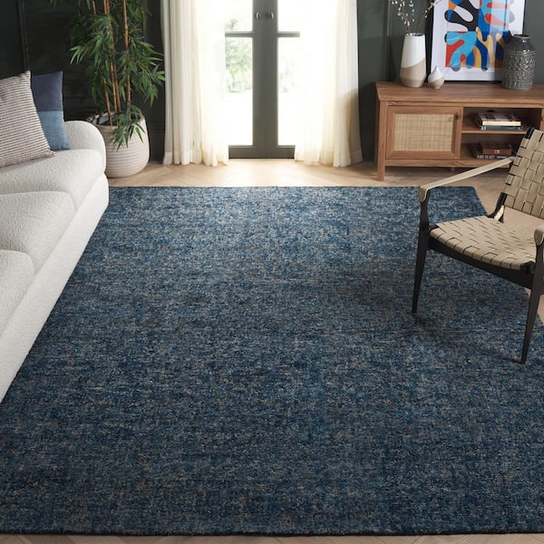 Gabbeh 8 ft. x 10 ft. Dark Blue/Beige Solid Area Rug
