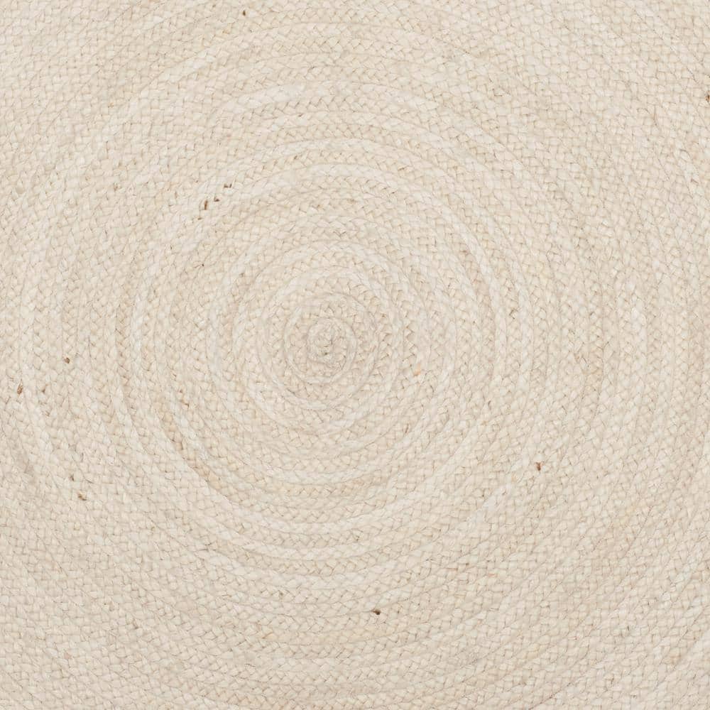 Ivory and Natural Handmade Braided Jute Round Rug