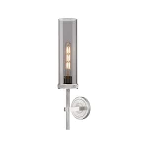 Lincoln 3.5 in. 1-Light Satin Nickel Wall Sconce with Glass Shade