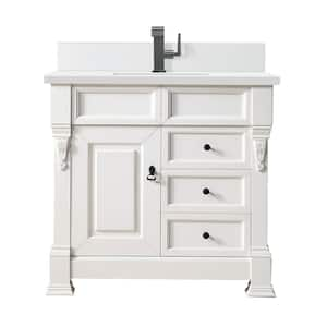 Brookfield 36.0 in. W x 23.5 in. D x 34.3 in. H Bathroom Vanity in Bright White with White Zeus Silestone Quartz Top