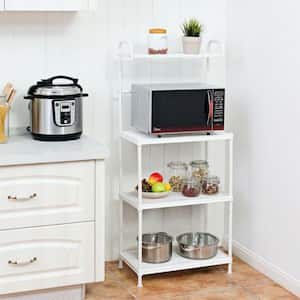 White 4-Tier Kitchen Storage Shelf Rack Microwave Cart Kitchen Cart