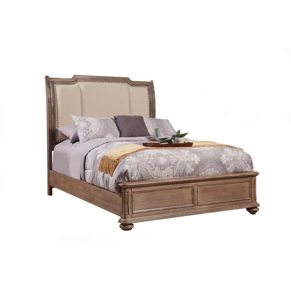 Alpine Furniture Melbourne Brown Queen Wood Frame Sleigh Bed