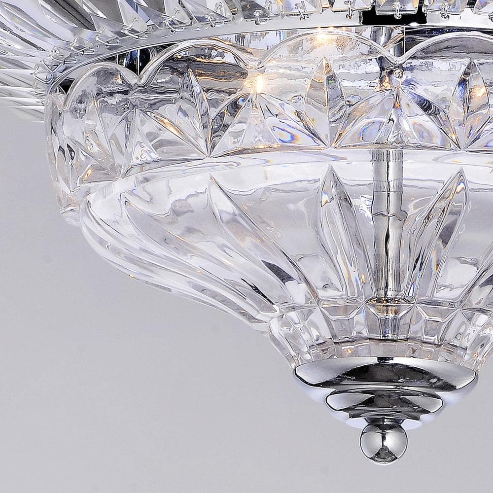 Elegant Chrome and Crystal Flush Mount Chandelier, 13.2" Wide