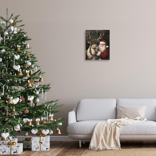 Santa and Reindeer Portrait by Arlington Prints Unframed Abstract Graphic Art Print 20 in. x 16 in.