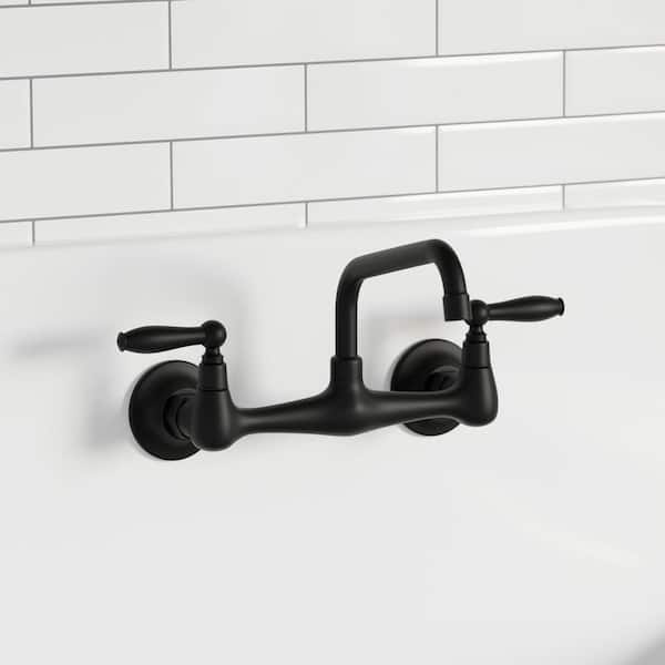 Swiss Madison Loire 2-Handle Wall-Mounted Faucet with Easy to Clean Plating in Matte Black